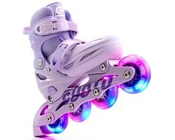 Suotu Skeelers - Rollers réglables - Rollers en ligne pour filles et garçons - Taille : EUR 32-36 - Roues lumineuses - Violet - M