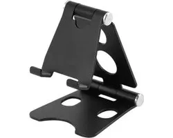 Support de téléphone Pliable / Pliable - Mini iPad / iPhone Stand pour Bureau ou Table - Aluminium Zwart - Samsung Huawei Xiaomi GSM Téléphone ou Tablette Support pour Bureau Mini Tablette Support Pliable Bureau