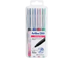 ARTLINE 200 Stift - 1 x set de 4 Fineliners - épaisseur de pointe de 0,4mm - Différentes couleurs