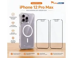 IPhone 12 Pro Max Hoesje MagSafe Transparant Anti Shock – 2 Stuks Duo Pack Screenprotector 9H