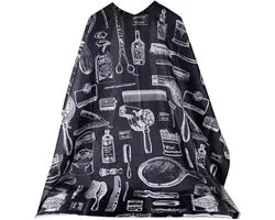 Premium Salon Kapmantel - Waterproof Kappersmantel - Kappersschort Waterproof - Duurzaam - Ademend - Kinderen / Volwassenen - Kappers Patronen - Zwart