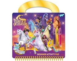 Totum Unicorn Academy Designer cahier d'activités dessin, écriture, stickers - cahier de vacances jouet créatif pour filles à partir de 3 ans