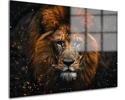 Tableau lion - Tableaux animaux - Tableau lunes - Tableau moderne - Tableaux plexiglas - Décoration salon acrylique 105x70 cm