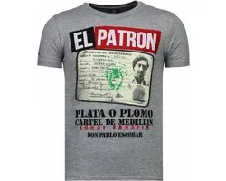 El Patron Narcos Billionaire - Rhinestone T-shirt - Grijs
