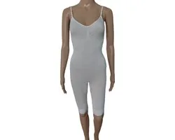Shapewear Bodysuit - Dames - Corrigerende Body - Met Pijpjes - Open kruis - Thigh Slimmer - Naadloos - Kleur wit - Maat 42 t/m 46