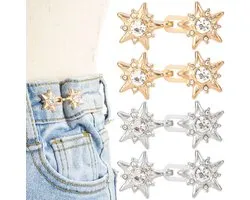 Lot de 4 boutons de serrage Richter , boucle de ceinture pour pantalon, rallonge de boucle de ceinture réglable, Boutons de serrage de taille, clips de taille, or/ Argent