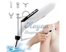 Acupunctuur Massage Pen Elektrostimulator Met LCD – 5 Opzetstukken – Wit – massage gun – vibrator – massage device – 74368