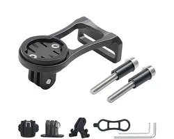 Aluminiumlegering Fietscomputerhouder Koplampklem Fietsstuurverlenging Beugeladapter voor Garmin Edge GPS Gopro (zwart)