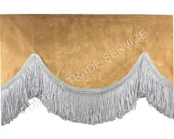 Ruban de fenêtre Moka avec franges blanches, 2 côtés rembourrés, 250x12 cm avec Velcro pour camion, tracteur, sprinter, caravane, etc.