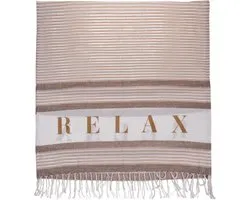 Hamamdoek - Relax - Wit Creme Bruin - Saunadoek - Hammamdoek - 80 x 170 cm