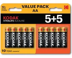 Kodak XTRALIFE Pile alcaline AA 10 (lot de 5+5)