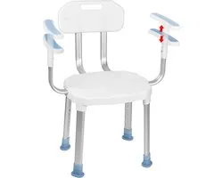 Froadp Shower Stool, Shower Chair, Non-Slip Bath Stool with Adjustable Armrests and Backrest, Bath Chair, Shower Chair for Seniors, Disabled and Pregnant Women, Load Capacity 150 kg, Type B