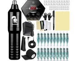 JT Products Professionele Tattoo Machine Set – 170 Delige Tattoo Kit – Incl. Power Supply – Tattoo Pen – Tatoeage Naalden Cartridges 3RL 5RL 5RM 7RM – Oefenhuid – Grip Tape – Tattoo Machines – Transferpapier – Marker - Voor Beginner & Professional