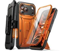 SUPCASE Hoesje Geschikt voor Apple iPhone 18 Pro Max / 17 Pro Max - Unicorn Beetle Pro Case met Ingebouwde Screenprotector - Beschermhoes met Holster en Kickstand Oranje