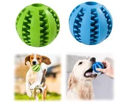 2 Balles de jeu - Distributeur lent pour animaux de compagnie - Jouet pour chien interactif - Distributeur de nourriture - Balle à mâcher pour chiots - Jouable et mâchable - Convient aux petits, moyens et grands chiens et chats (7*7 cm - Vert, Blauw)
