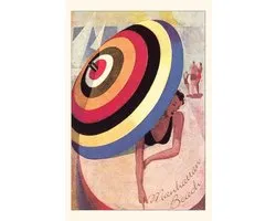 Pocket Sized - Found Image Press Journals- Vintage Journal Manhattan Beach, Woman with Umbrella