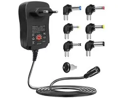 Adaptateur d'alimentation réglable - Adaptateur AC universel avec alimentation USB - 3V / 4,5V / 5V / 6V / 7,5V / 9V / 12V - 6 fiches - Convenant aux appareils de 3V à 12V - Chargeur - Chargeur universel - 30W
