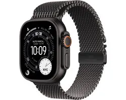Apple Watch Ultra 3 Cellular 49 mm, boîtier en titane noir avec Loop milanais en titane noir - Grande taille