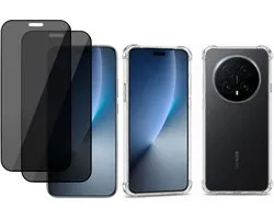 Coque avec 2x Protection d'écran Privacy - Adaptée au Honor Magic 8 Pro - Extrêmement résistante aux chocs - Anti-regards - Verre trempé - Transparent