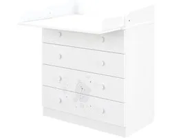 Shefa Kids Baby changing table 800 Teddy, White - High quality baby changing table with 4 drawers