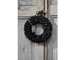 Couronne - Krans Ø 30 cm Coco fruit zwart / black - Krans coco fruit 30 cm Black - Landelijk sober robuust.