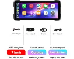 Écran CarPlay moto NordHaus - Système de navigation moto - Écran de navigation GPS - CarPlay et Android Auto sans fil - 7 pouces