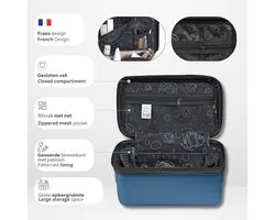 KINSTON Set van 2 grote make-uptas – harde make-uptas – cosmetische toilettas met handvat, reisorganizer, grote capaciteit, Donkerblauw, Modèle Standa
