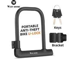 WEST BIKING Beugelslot Fiets – U-Lock – 14 mm Stalen Beugel – Inclusief Framehouder & 2 Sleutels – PVC Beschermlaag – Fiets, E-bike & Scooter – Zwart