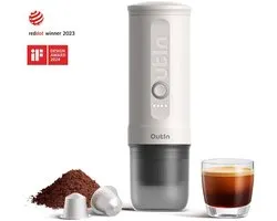 OutIn Nano - machine à expresso électrique portable - élégante et solide - chauffe l'eau - capsules & café moulu - 20 bar - machine à café portable - cafetière voyage & camping 12 volts