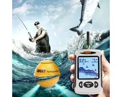 Draadloze Sonar Visvinder FFW718LA – Professionele Dieptemeter en Visdetector – Tot 135ft Diepte & 150m Bereik – Inclusief Sensor & Oplader –（Zonder AAA-batterijen）