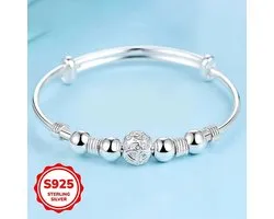 Sjika - S925 Zilveren Armband Dames – Sterling Silver Bangle met Bedels – Verstelbare Armband – Pandora Style - Cadeau voor haar