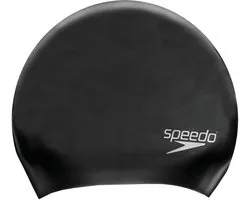 Speedo Long Hair Cap Badmuts Lang Haar - Zwemmuts Dames en Heren met Extra Ruimte - Glijdt Soepel Op en Af - Lichtgewicht, Latexvrij Silicone - Zwart - One size