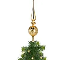 Inge Christmas piek - 1x - goud - glas - 31 cm - gedecoreerd - kerstboom topper - kerstversiering - kerstboomversiering
