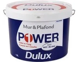 Peinture Dulux Power murs et plafonds - Wit - Mat - 8 litres