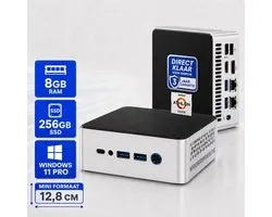 GMR Mini PC - AMD Athlon Silver | 8GB RAM | 256GB SSD | Windows 11 Pro | Mini Desktop Computer | WiFi & Bluetooth | USB-C | Dual Monitor Support | VESA Mount | Zakelijke PC | Thuiswerken | Kantoor | Home Office | Energiezuinig | 3 Jaar Garantie