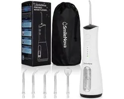 Hydropulseur SmileNova - Douche buccale sans fil - Appareil à flosser avec pression d'eau réglable - Rechargeable USB-C - 6 embouts - Pour appareil dentaire, implants et gencives sensibles