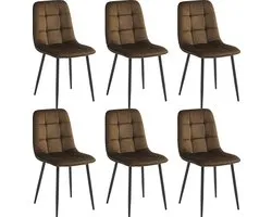 Colenis - Ela Eetkamerstoel - Set Van 6 - Bruin - Velvet - Design