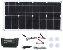 Golden crown - Kit panneau solaire - 250W Portable - Étanche - Kit de démarrage pour camping-car et bateau - Régulateur de charge inclus - Solution énergétique efficace