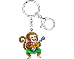 DUOWEI Acrylic Cute Hawaii Tropical Palm Tree Monkey Keychain Key Chain Beach Gifts For Women Girls Car Keys Wallet - ShopVlot