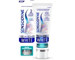 Sensodyne Clinical White Émail Renforcé - Dentifrice - Dents Sensibles - Blancheur & Protège contre la sensibilité - Dents jusqu'à 2 teintes plus blanches - Contient du Fluorure - Goût Menthe Fraîche - 75 ml