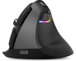 Delux M618M Mini/Medium ergonomische muis – Draadloos (2,4ghz + Bluetooth) – Oplaadbaar / Accu – Silent muis / Stille muis – Iron Gray / Grijs - Anti-RSI muis - 2400 DPI - Rechtshandig