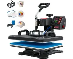 DIMICO - Presse à chaud 5-en-1 Sublimation - Heat Press - Presse de transfert - Presse à chaud - 1250W - Affichage numérique - Revêtement en téflon