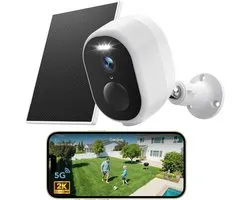 GNCC 2K Outdoor Wireless Wireless Wireless Camera with Solar Panel Outdoor Colour Night Vision Two-Way Audio PIR Alarm Alexa 2.4G/5GHz WiFi IP65