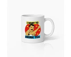 I Want to Drink Tea Mok – Grappige Freddie Mercury Theeliefhebber Cadeau