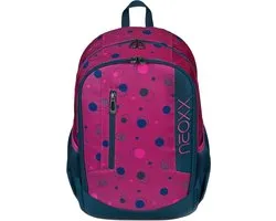 neoxx Schoolrugzak met laptopvak Flow School Backpack Bubble Me Around (rood)paars