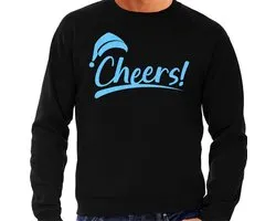 Bellatio Decorations Mauvais pull/pull de Noël pour hommes - bravo ! - noir - bleu pailleté - fête de Noël XL