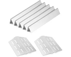 VEVOR 5 Barres Flavorizer + 2 Plaques chauffantes, Barres de saveur Distributeur de flammes pour Grills (Série Weber Genesis 300), Incluant E310 E320 E330 S310 S320 S330, Plaque chauffante plus épaisse en acier inoxydable