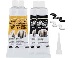 4 pieces liquid insulation adhesive, 1 fl oz, black and white, electric waterproof gel, insulation tape, liquid, quick - ShopVlot