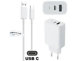 OneOne 30W super snellader met 2 poorten + 2,0m sterke USB C kabel. PD lader. Oplader adapter past op Sony Xperia XZ, XZ Premium, XZ1, XZ1 Compact, XZ2, XZ2 Compact, XZ2 Premium, XZ3, XZs