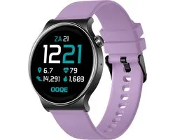OOQE WATCH CS PRO - Montre connectée Femme | Convient pour iOS et Android | Full HD | Notifications | Analyse de santé | Analyse sportive | Liaison GPS | Appeler | Écouter de la Musique/audio | Jeux | Ergonomique | Français | Violet clair